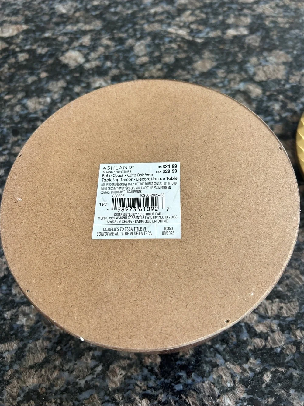 ASHLAND GOLD & BROWN DECORATIVE ROUND TRINKET BOX BWT